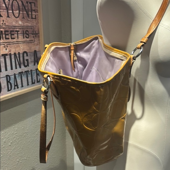 Coach Yellow Signature Tote with Leather Trim - Picture 8 of 16